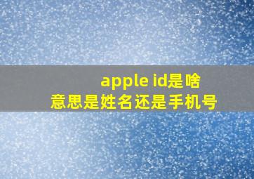 apple id是啥意思是姓名还是手机号